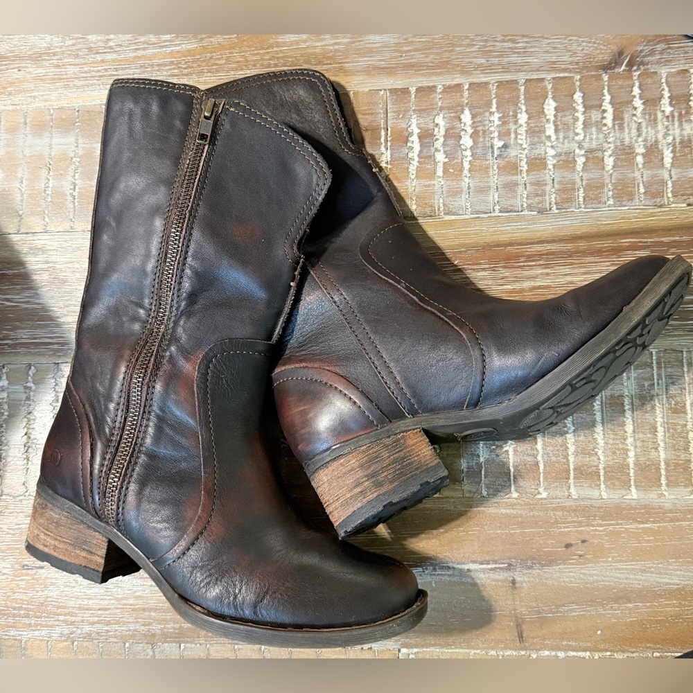 Born Mosse Distressed Rustic Brown Split Front Mi… - image 3